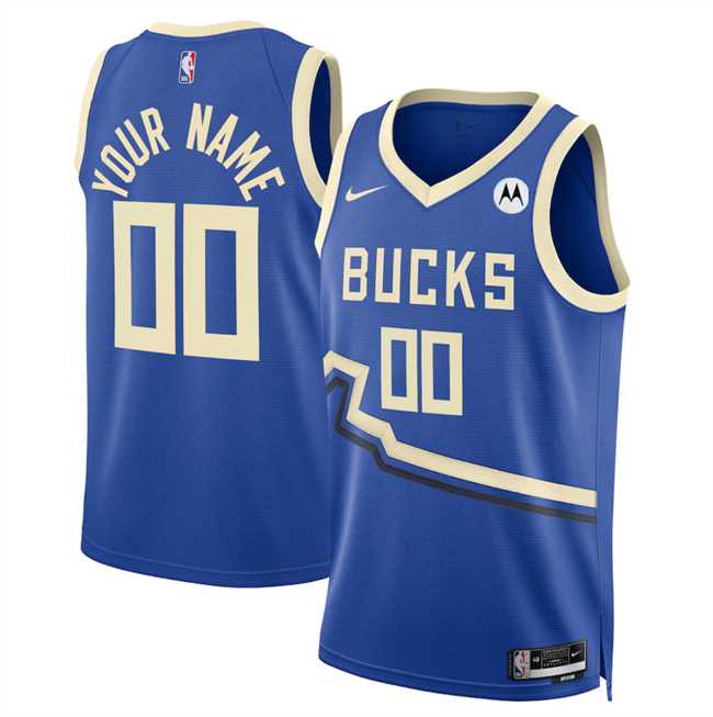 Mens Milwaukee Bucks Active Player Custom Royal 2024-25 City Edition Stitched Basketball Jersey